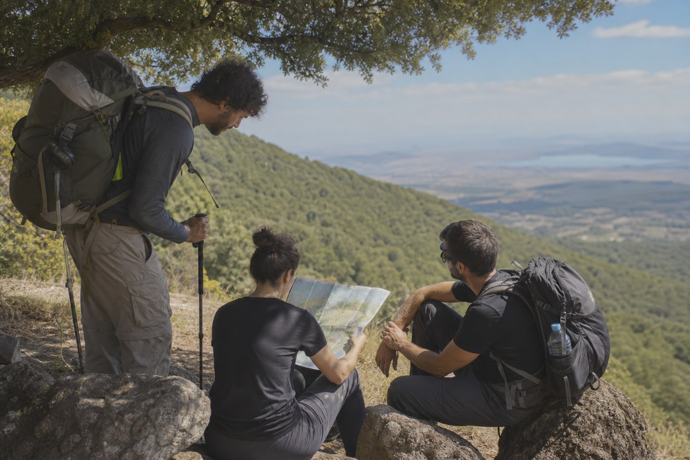 Hikers at Gamla ridge viewpoint
